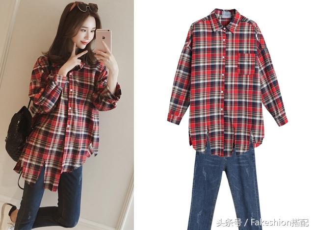 格子衬衫怎么搭配中长款(格子衬衫的9种搭配)(8)